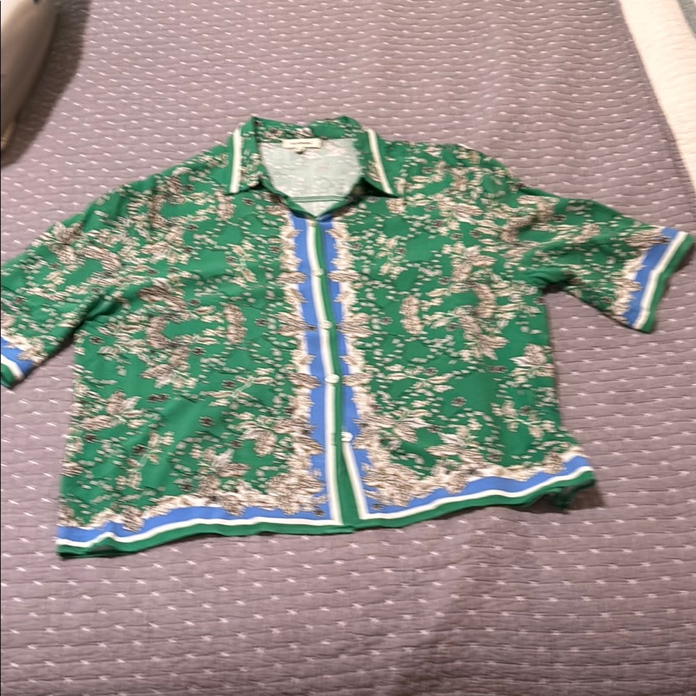 Cute border print rayon top